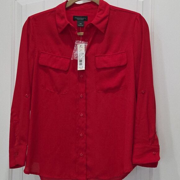 NWT Investments Petite Red “Olivia” Blouse, Size SP - Picture 1 of 5